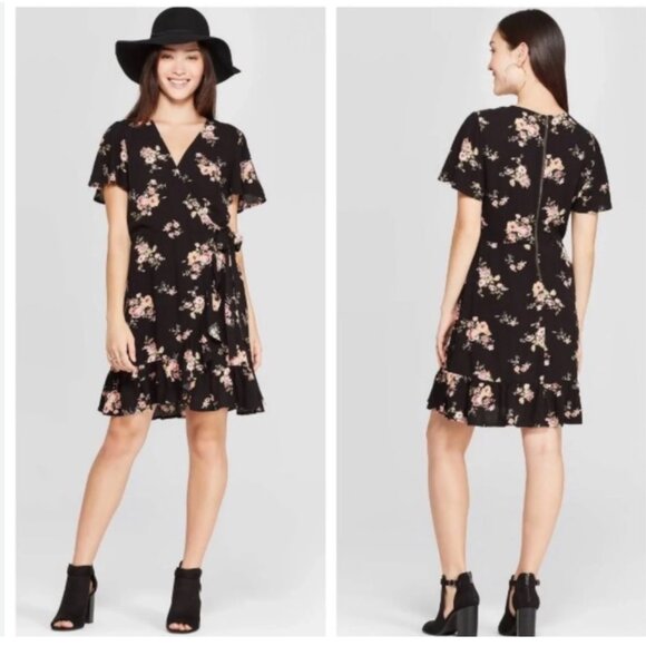 ⭐️ V Neck Floral Flutter Picnic Summer Boho Bohemian Classy Hippie Mini Dress - Picture 2 of 5